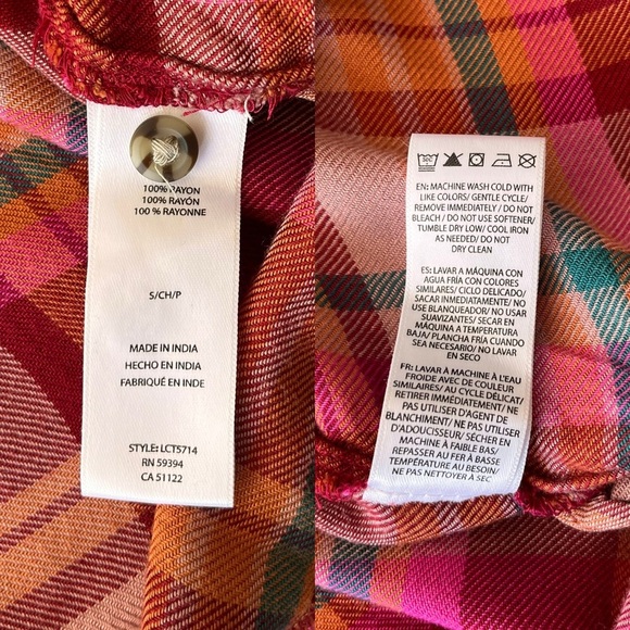 NWOT Beachlunchlounge Livvy Plaid Button Down Shirt S - Picture 13 of 16